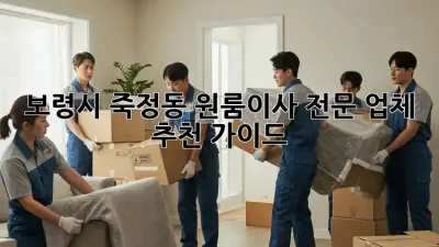 보령시 죽정동 원룸이사, 전문 업체 추천 가이드